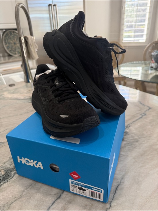 Hoka Shoes - Hoka Bondi 9 Black Performance Running Sneakers Size 8.5 Wide width